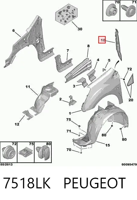 Уплотнитель крыла 7518LK Peugeot/Citroen