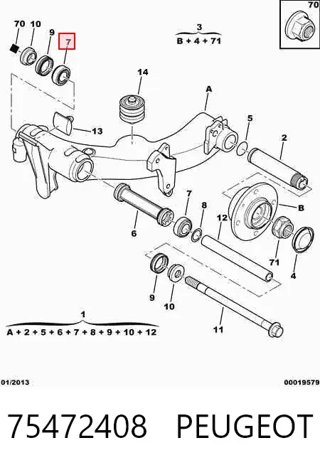Подшипник крепления заднего рычага (задней подвески) 75472408 Peugeot/Citroen