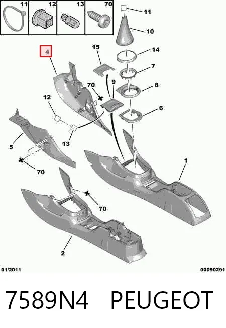 Накладка декоративная центральной консоли 7589N4 Peugeot/Citroen