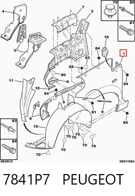 Крыло переднее правое 7841P7 Peugeot/Citroen