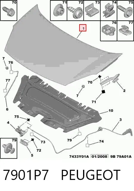 Капот 7901P7 Peugeot/Citroen