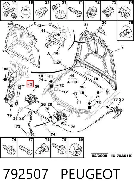Амортизатор капота 792507 Peugeot/Citroen