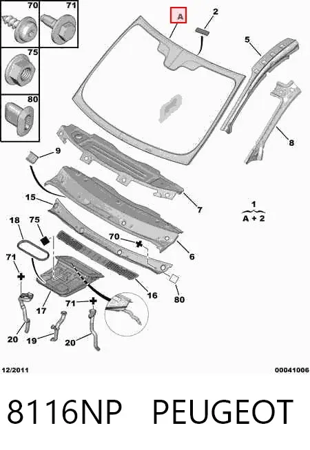 Лобовое стекло 8116NP Peugeot/Citroen