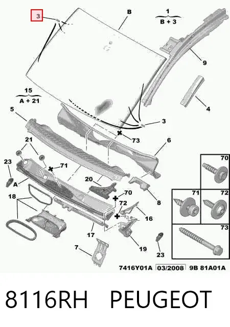 Лобовое стекло 8116RH Peugeot/Citroen