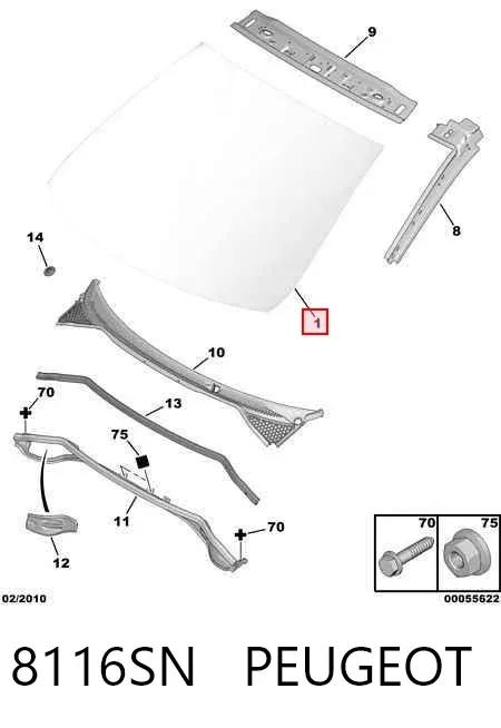Лобовое стекло 8116SN Peugeot/Citroen