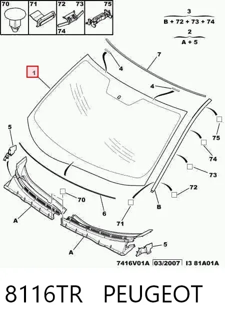 Лобовое стекло 8116TR Peugeot/Citroen