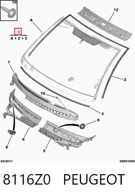 Лобовое стекло 8116Z0 Peugeot/Citroen