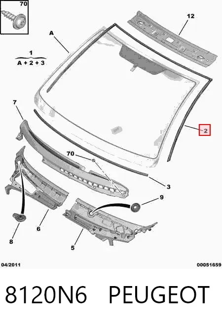 Молдинг лобового стекла 8120N6 Peugeot/Citroen