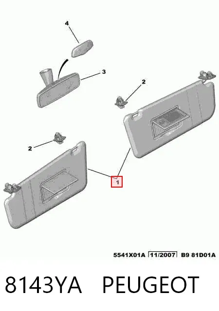 Солнцезащитный козырек 8143YA Peugeot/Citroen