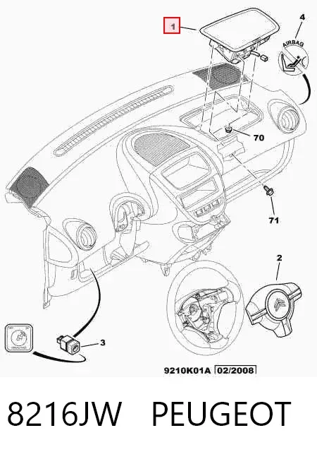 Подушка безопасности пассажира 8216JW Peugeot/Citroen
