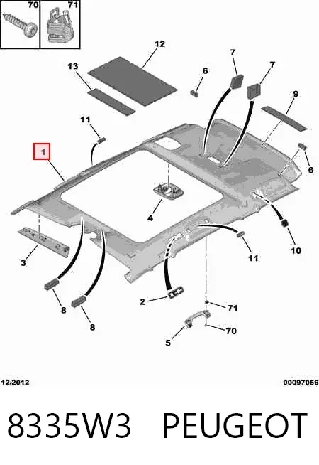 Обивка крыши (потолок) 8335W3 Peugeot/Citroen