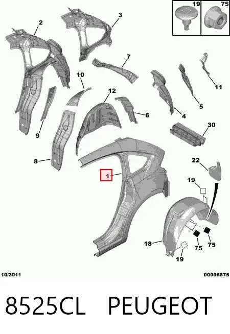 Крыло заднее левое 8525CL Peugeot/Citroen