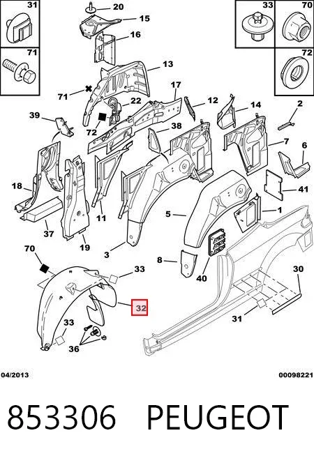 Подкрылок задний левый 853306 Peugeot/Citroen