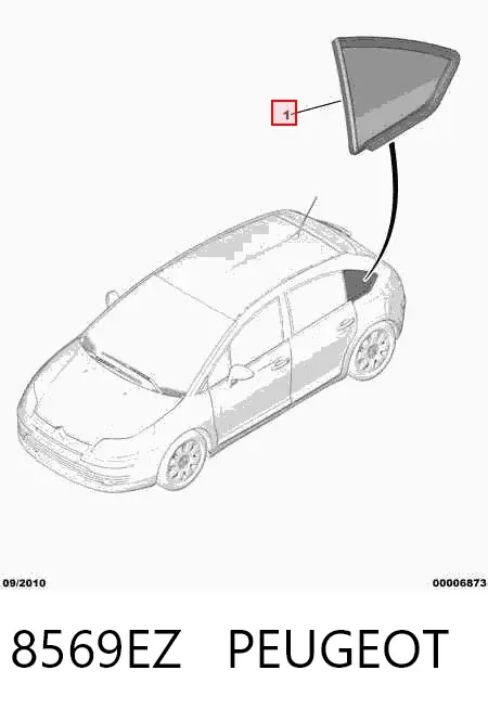 Стекло кузова (багажного отсека) правое 8569EZ Peugeot/Citroen