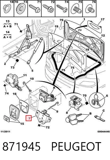 Замок багажника 871945 Peugeot/Citroen