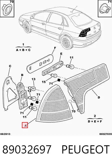 Фонарь задний левый внешний 89032697 Peugeot/Citroen