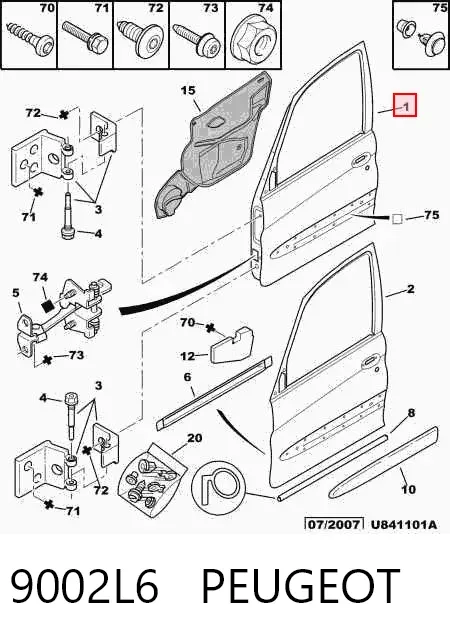 Дверь передняя левая 9002L6 Peugeot/Citroen