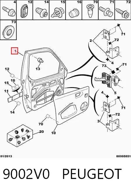 Дверь передняя левая 9002V0 Peugeot/Citroen