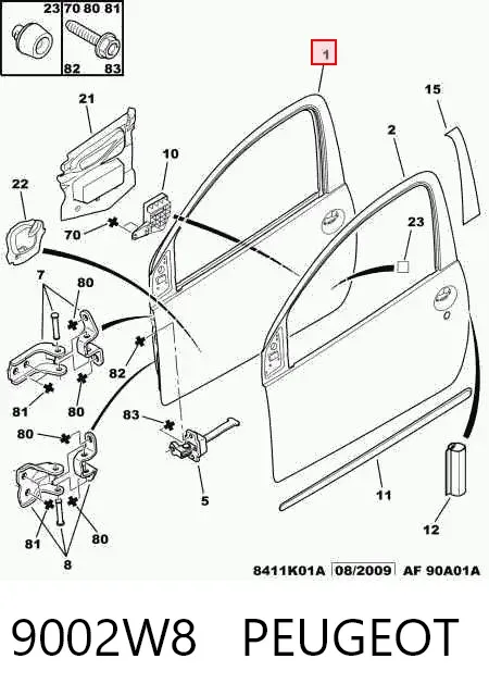 Дверь передняя левая 9002W8 Peugeot/Citroen
