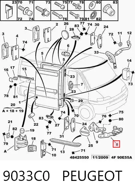 Ролик двери боковой (сдвижной) правый нижний 9033C0 Peugeot/Citroen