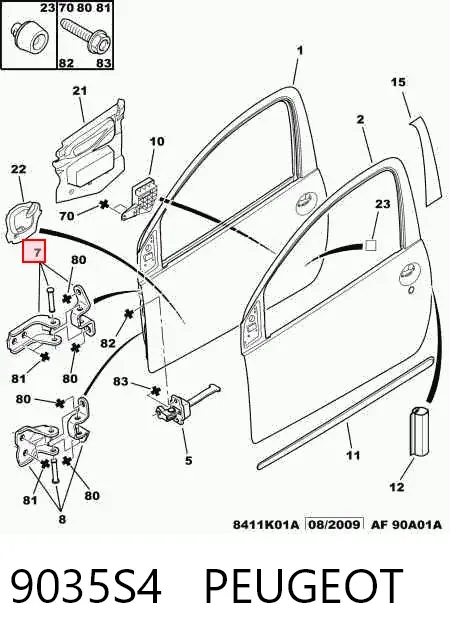 Петля двери передней левой 9035S4 Peugeot/Citroen