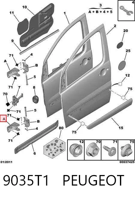 Петля двери передней правой 9035T1 Peugeot/Citroen