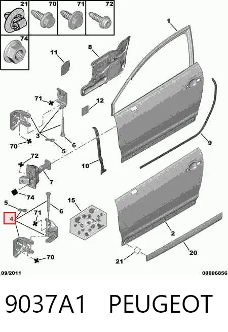 Петля двери передней правой 9037A1 Peugeot/Citroen