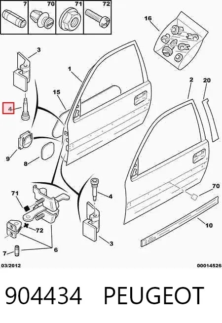 Палец (шплинт) дверной петли 904434 Peugeot/Citroen