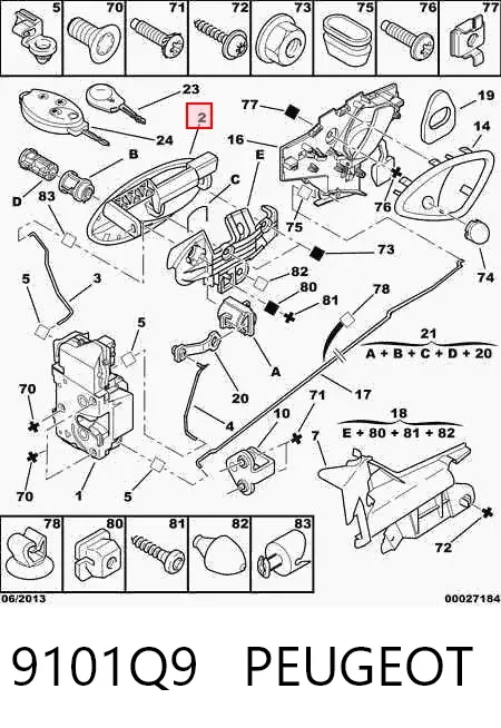 Ручка двери передней наружная левая 9101Q9 Peugeot/Citroen
