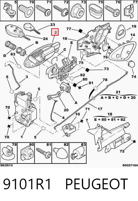 Ручка двери передней наружная правая 9101R1 Peugeot/Citroen