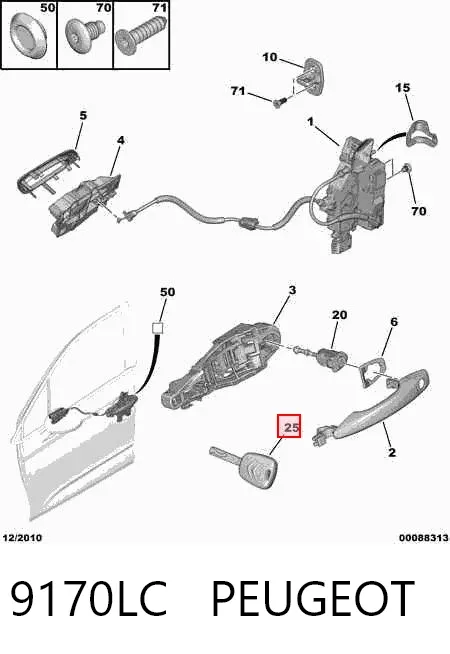 Ключ-заготовка 9170LC Peugeot/Citroen