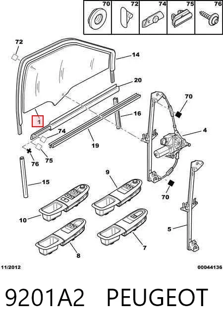 Стекло двери передней левой 9201A2 Peugeot/Citroen