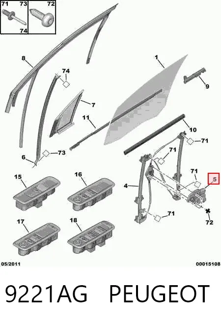 Мотор стеклоподъемника двери передней левой 9221AG Peugeot/Citroen
