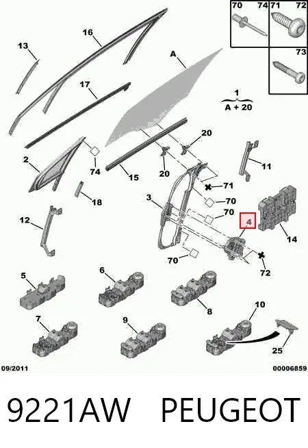 Мотор стеклоподъемника двери передней левой 9221AW Peugeot/Citroen