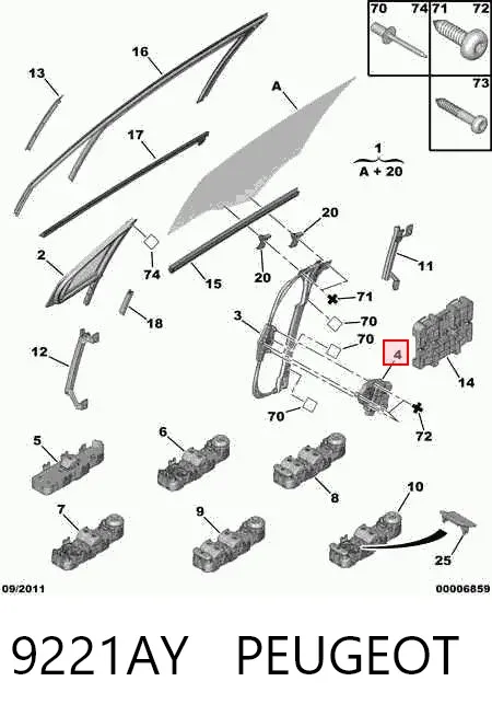 Мотор стеклоподъемника двери передней левой 9221AY Peugeot/Citroen