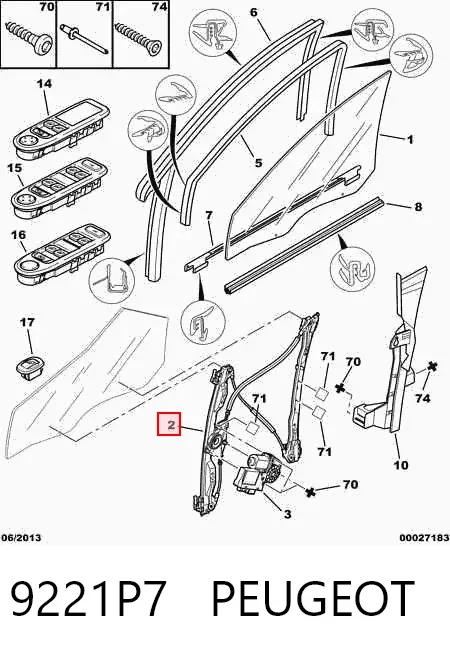 Стеклоподъемник передней левой двери 9221P7 Peugeot/Citroen