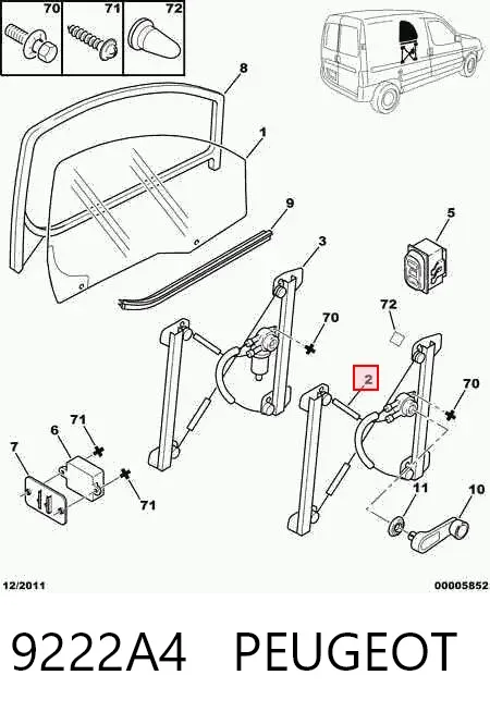 Стеклоподъемник передней правой двери 9222A4 Peugeot/Citroen