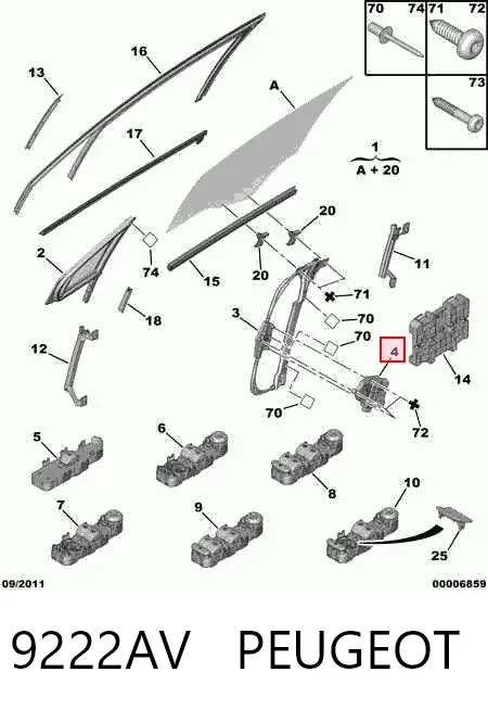Мотор стеклоподъемника двери передней правой 9222AV Peugeot/Citroen