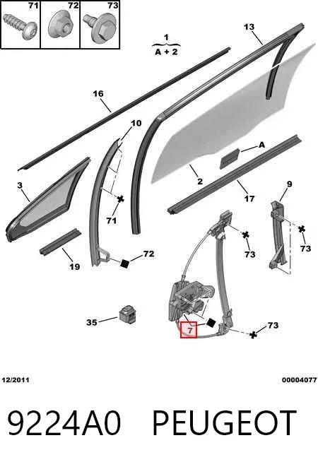 Механизм стеклоподъемника двери задней правой 9224A0 Peugeot/Citroen