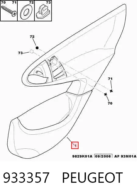 Обшивка (облицовка) внутренняя двери задней правой 933357 Peugeot/Citroen
