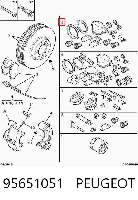 Ремкомплект переднего суппорта 95651051 Peugeot/Citroen