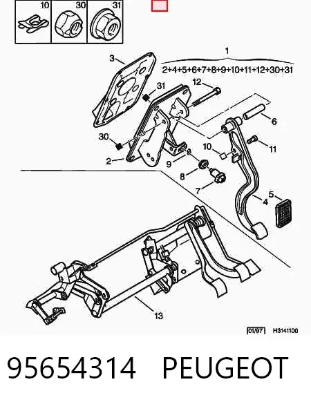 Педаль тормоза 95654314 Peugeot/Citroen