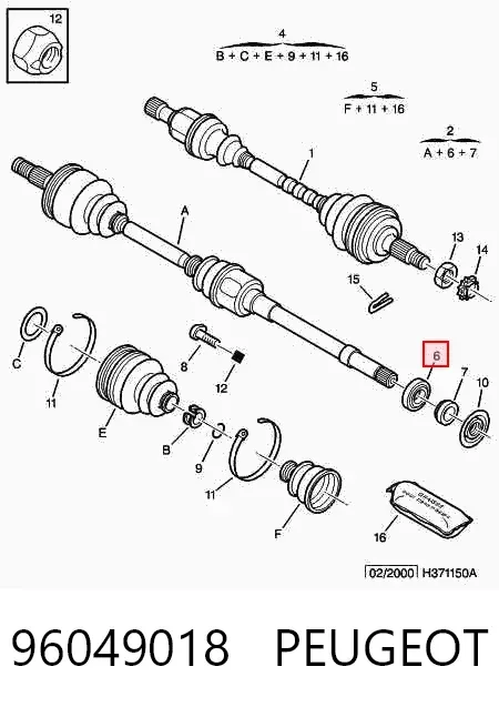 Правая полуось 96049018 Peugeot/Citroen