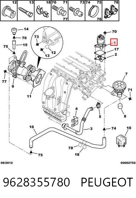 Клапан ЕГР 9628355780 Peugeot/Citroen