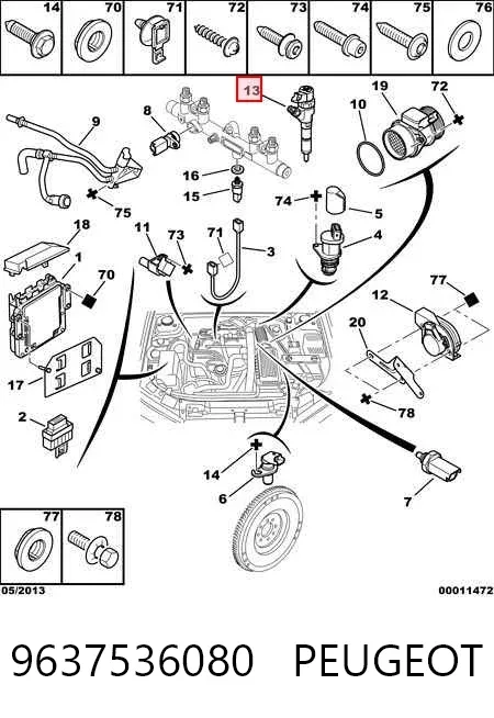 Топливные форсунки 9637536080 Peugeot/Citroen