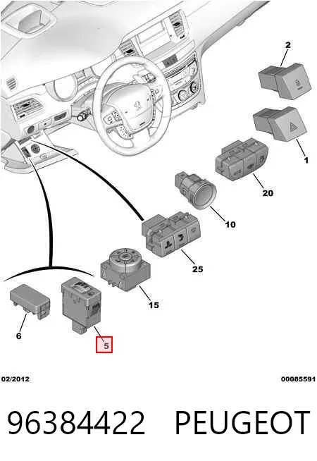 Кнопка (регулятор) корректора фар 96384422 Peugeot/Citroen