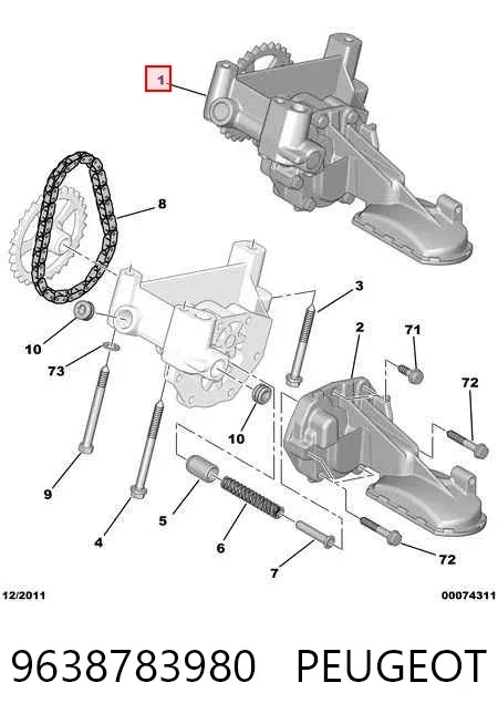 Масляный насос 9638783980 Peugeot/Citroen
