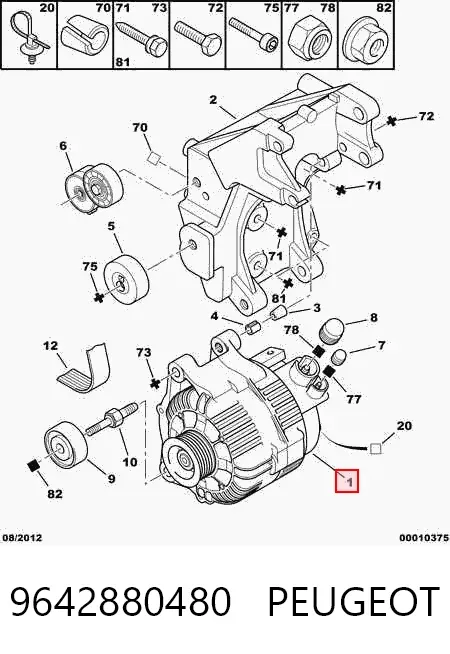 Генератор 9642880480 Peugeot/Citroen