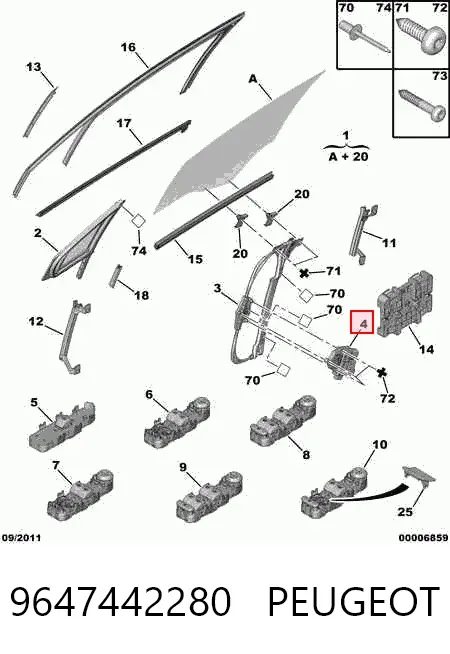 Мотор стеклоподъемника двери передней левой 9647442280 Peugeot/Citroen