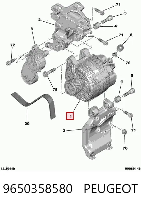 Генератор 9650358580 Peugeot/Citroen